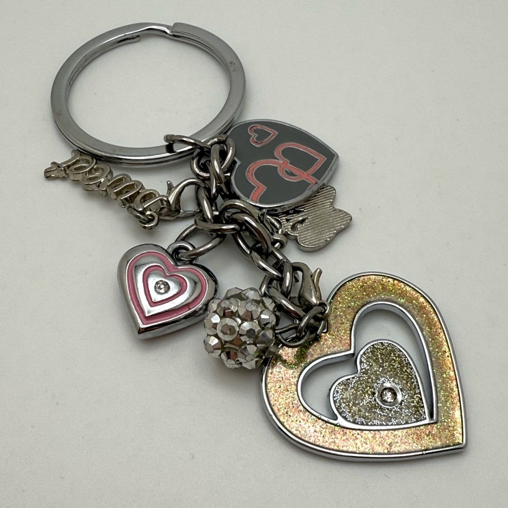 Heart Charm Keychain with Silver and Gold Accents